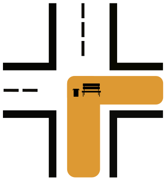 Icon - Straßenkreuzung mit Bank in der Mitte